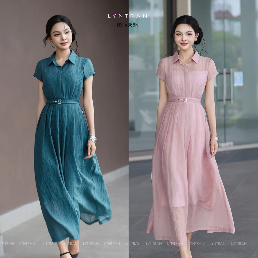 LYN TRAN - DX-4868N - ผ้าไหมออร์แกนซ่า ยาว - Size S,M,L,XL - ชุดสตรี