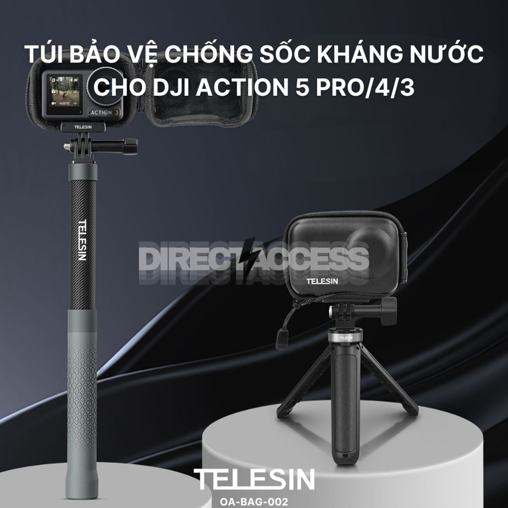 Telesin OA-BAG-002 - กระเป๋ากันกระแทกกันน้ําเปิดด้านล่างเพื่อป้องกัน DJI Action 5 Pro/4/3