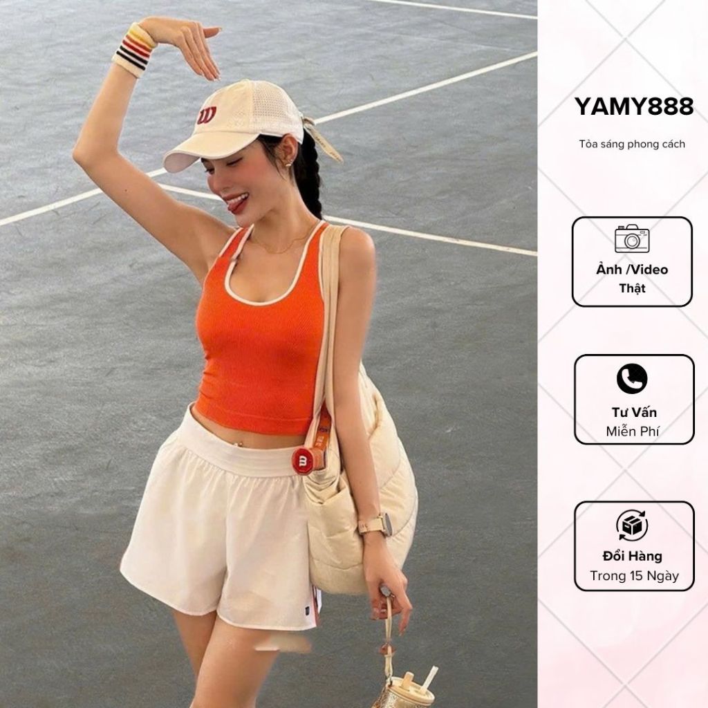 Pickaball Set เสื้อกล้ามผู้หญิงพร้อมกางเกงขาสั้นกีฬาผสม Hem Sb6468 - Yamy888