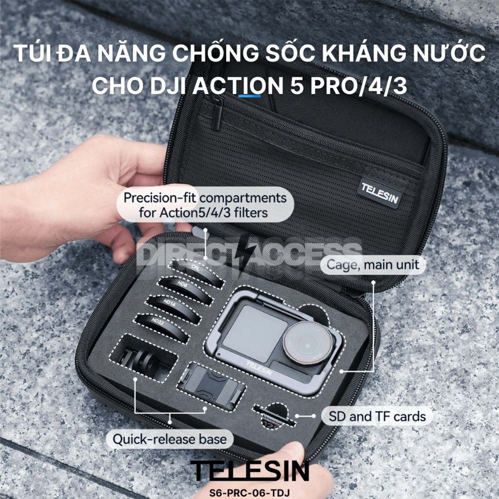 Telesin S6-PRC-06-DJ - กระเป๋าหิ้วอเนกประสงค์กันกระแทกสําหรับ DJI Osmo Action 5 Pro/4/3