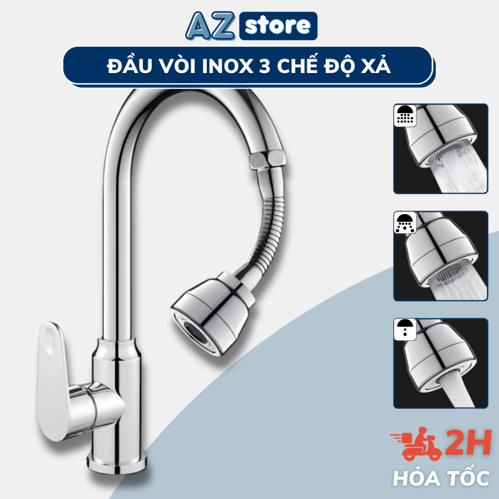 หัวก๊อกน้ําสแตนเลสที่ทนทานเป็นพิเศษ HT017 3 โหมดน้ํา AZ STORE