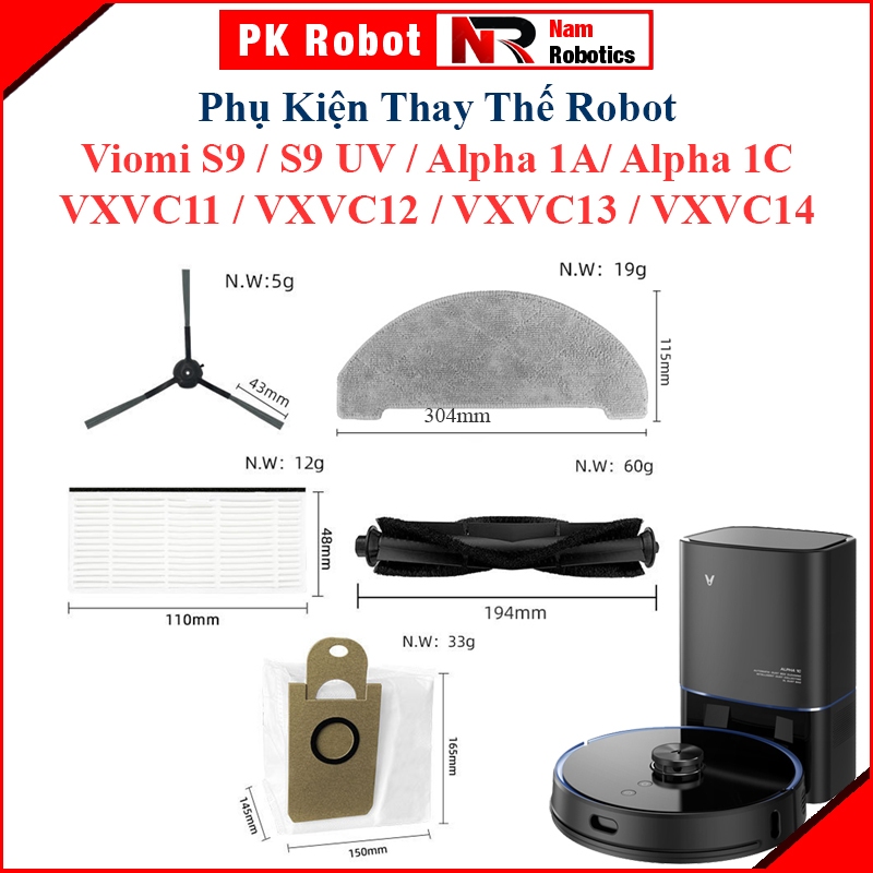 อุปกรณ์เสริมทดแทนหุ่นยนต์ Viomi S9/ S9UV, Alpha 1A, Alpha 1C, VXVC11, VXVC12, VXVC13, VXVC14//
