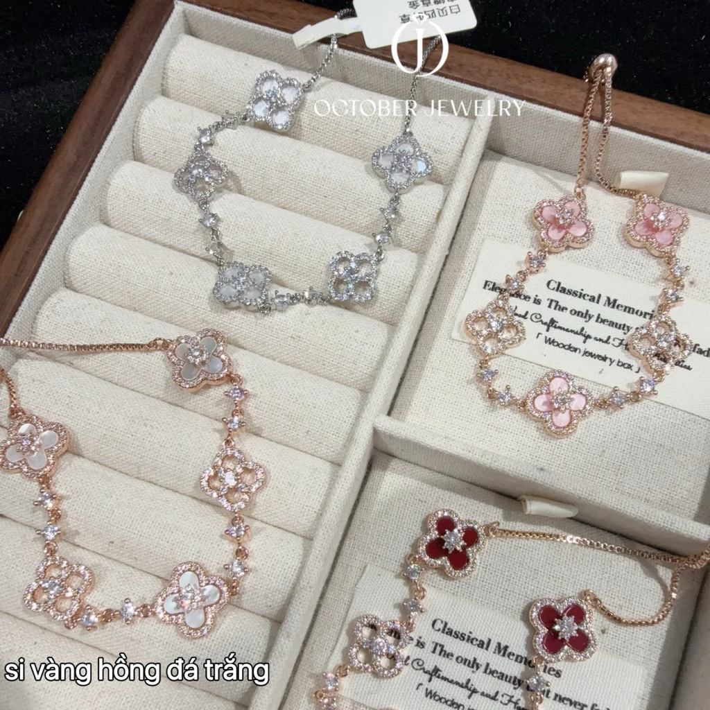 OCTOBER JEWELRY สร้อยข้อมือเงินผู้หญิงดอกซากุระ รุ่น 15 มม. เงินแท้ S925 คุณภาพสูง