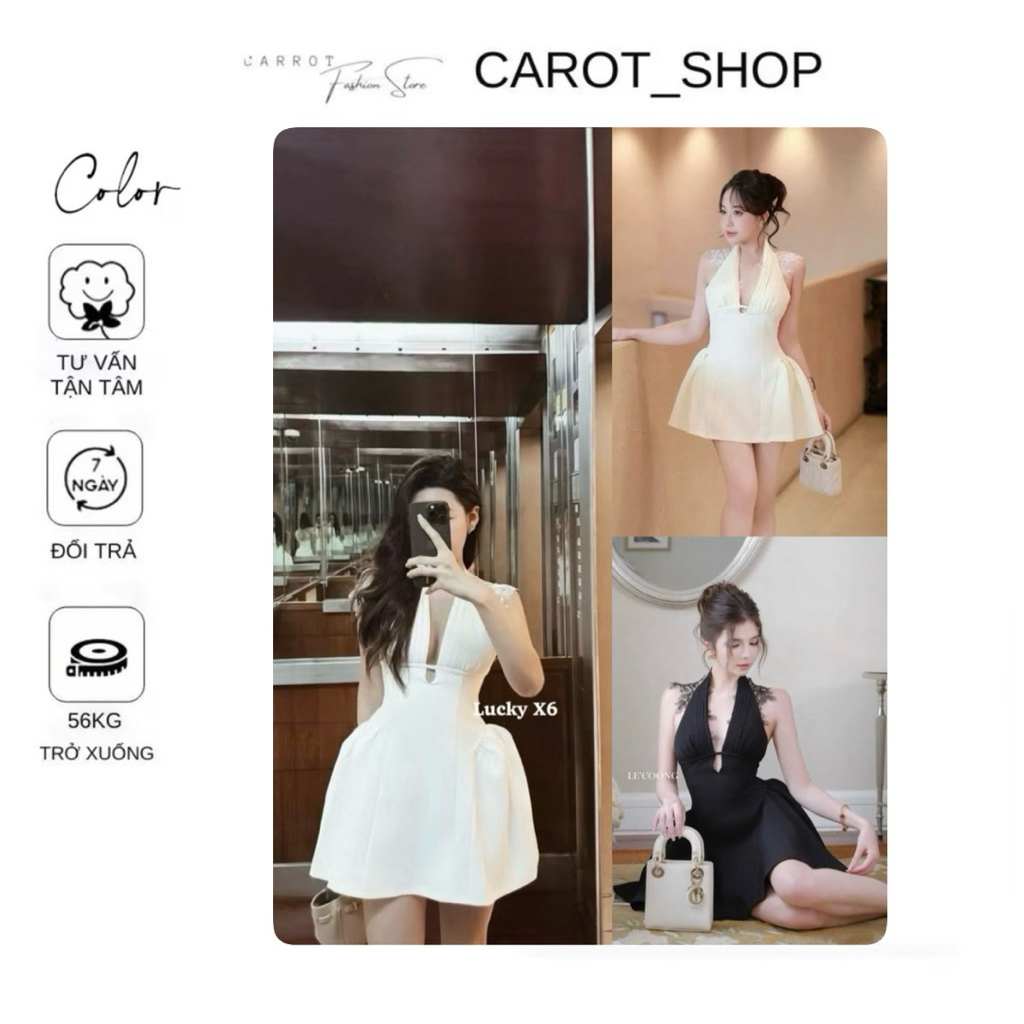 VHT10 A REVERSE Dress ออกแบบด้วยขาลูกไม้คุณภาพสูงและคอบานหลังต่ํา โดย CarrotShop