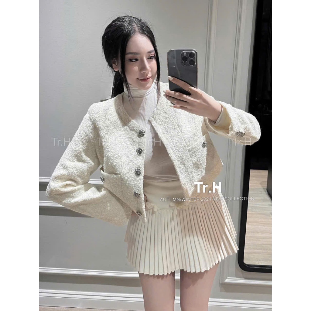 เสื้อแจ็คเก็ตราตรีดอกเบญจมาศหยก 6858