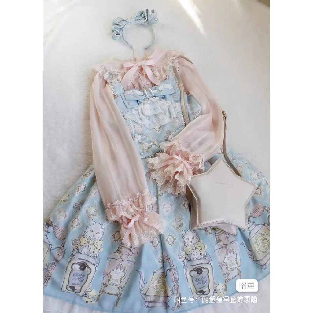 ของแท้ Lolita Blouse แบรนด์ Sweet Fragrance สีชมพูแขนยาวลูกไม้ปกน่ารักตุ๊กตากลีบบัวเจ้าหญิงคลาสสิก