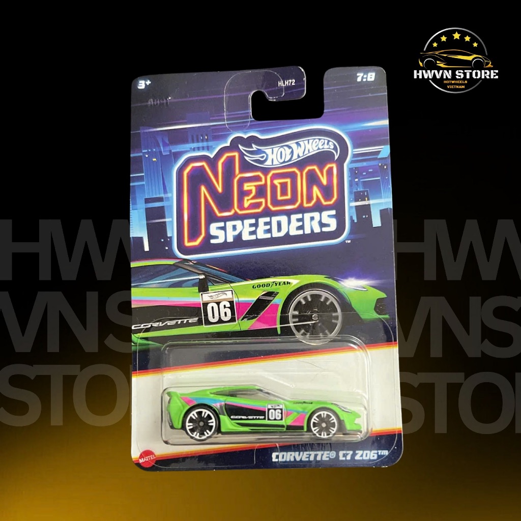 รถโมเดล Hotwheels Neon Corvette C7 Z06 สีน้ําเงิน