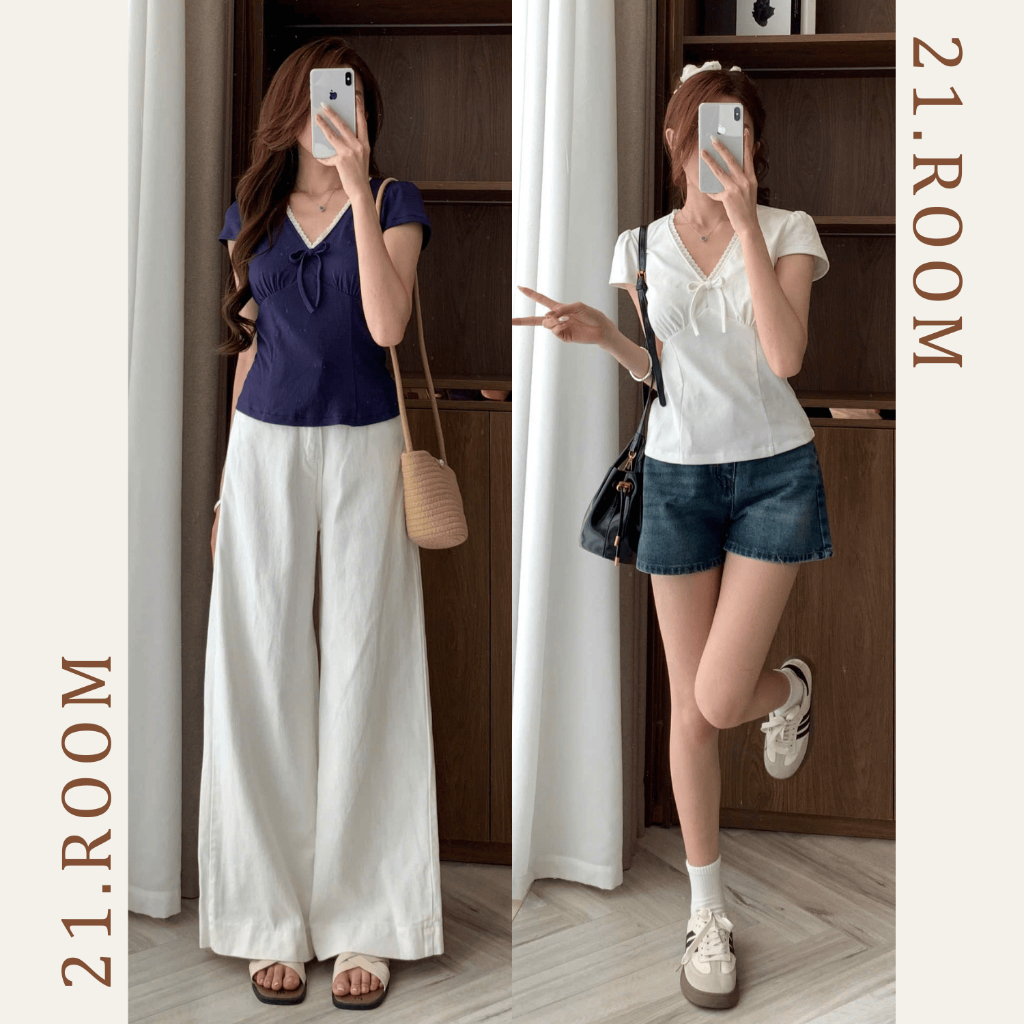 เสื้อยืดริบบิ้นลูกไม้บาง21.ห้อง A3054