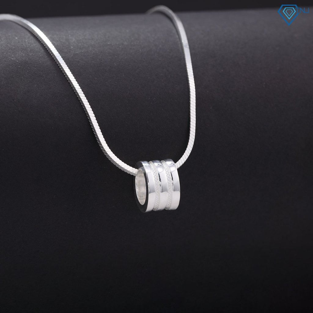 สร้อยคอเงินผู้ชายที่เรียบง่ายและเป็นส่วนตัวพร้อมจี้ทรงกลม DCA0183 - TNJ Jewelry