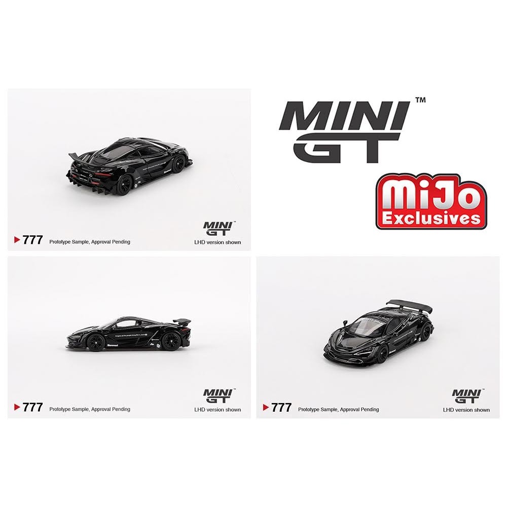 ของแท้ MiniGT McLaren 720s LB Works Black 777 รถรุ่น 1:64 สเกล