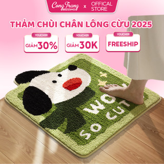 Thảm LAU CHÂN LÔNG CỪU CongTrang Bedding Mẫu Mới Năm 2026, Thảm Chùi Chân 50 Mẫu Thiết Kế Siêu Thấm - 40cm x 60cm