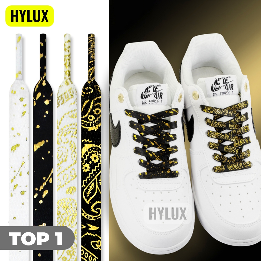 เชือกผูกรองเท้าสีดําและสีขาวที่มีลวดลายหลายสีคุณภาพสูง - เชือกผูกรองเท้า HYLUX