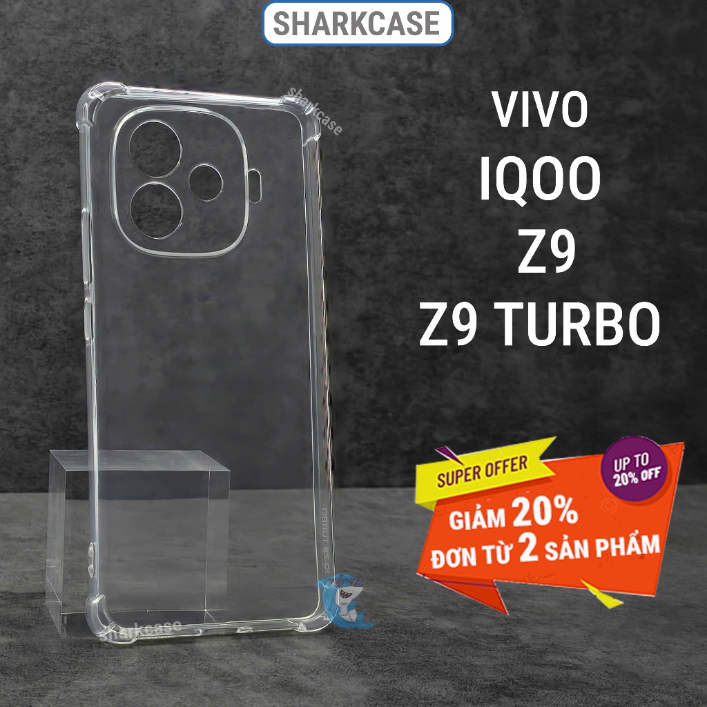 IQoo Z9 Turbo, Z9 5G, Z9x, Z9 Lite Plus เคสยืดหยุ่นโปร่งใสปกป้องกล้องโทรศัพท์ sharkcase