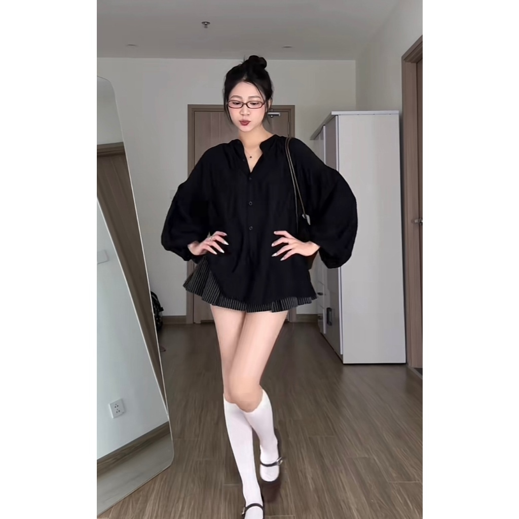 Emmy_Cloth86/ [VIDEO/ AVAILABLE] SET OF PULL-SLEEVE SHIRT WITH TRAIN NECK WITH PLEATED SKIRT S44