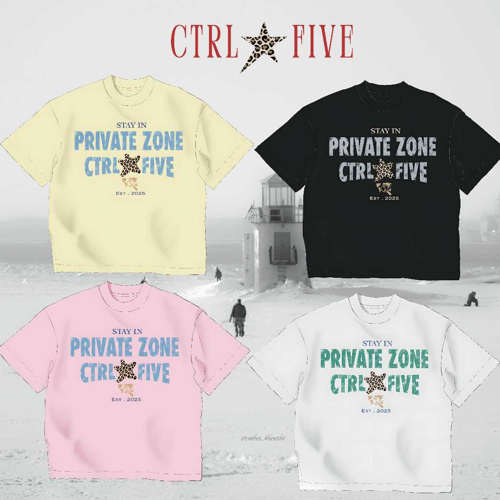 Ctrl Five Private Zone BOXY เสื้อยืดผู้ชายและผู้หญิงพิมพ์ลาย Sharp ผ้าฝ้าย Ful Tag Mac Chuan - รุ่น 