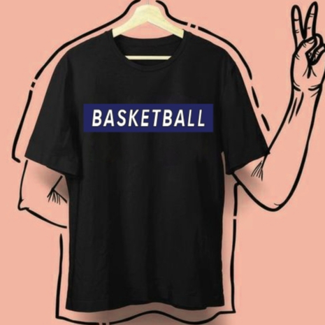 BASKETBALL T-SHIRT S24T10010 - 4C ผ้าคอตตอนมีสายคล้องคอ สินค้าคุณภาพสูง (ภาพจริง)