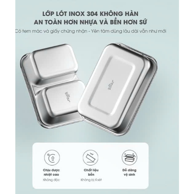 Bear 1,2L SB-HC12L กล่องข้าวแบบเสียบปลั๊ก - ความจุ 270W - รุ่น INTERNATIONAL-