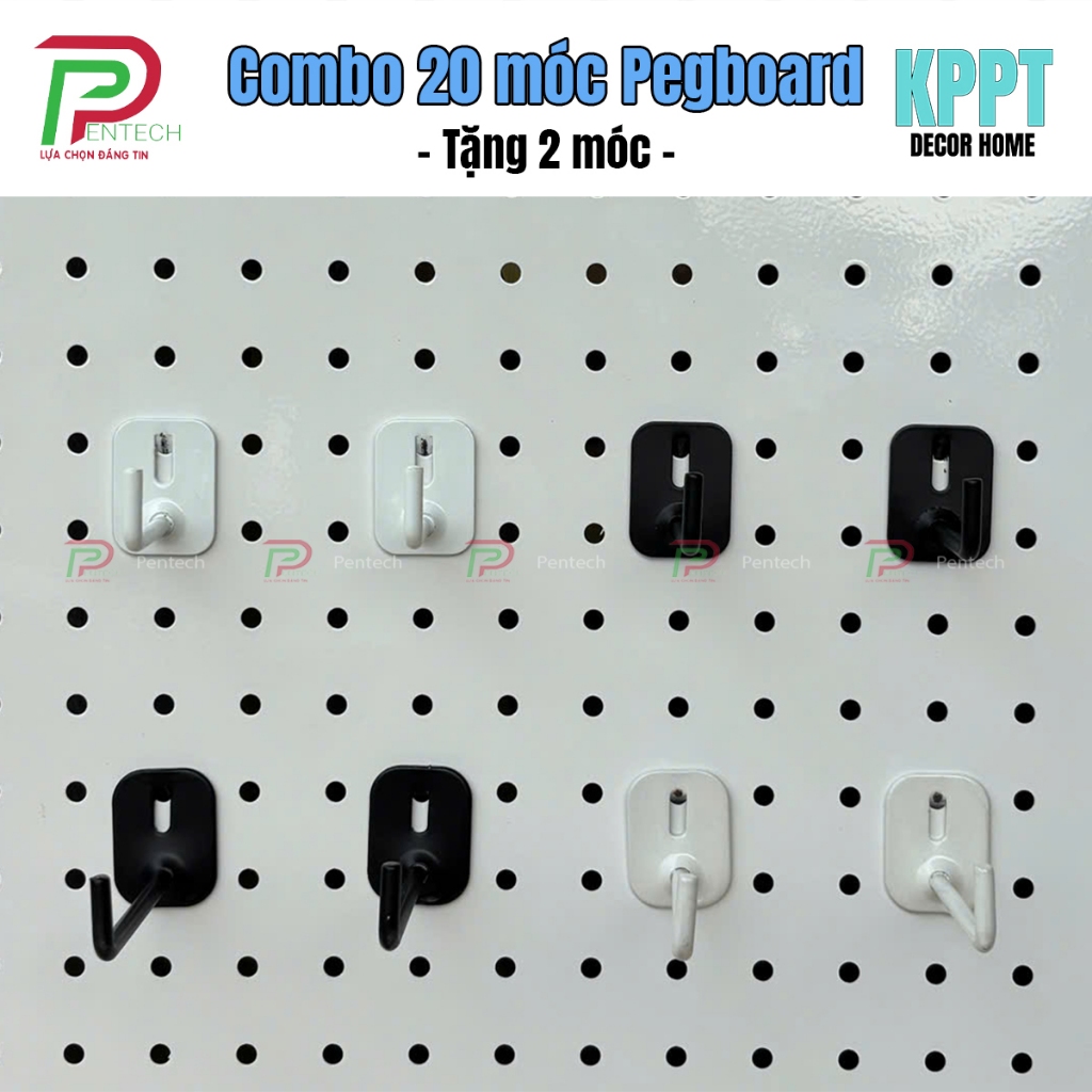 คอมโบตะขอ Pegboard 1 ตา 20 ตะขอ, ตะขอแผ่นเหล็กลูกฟูกแบบมีรู, ไม้แขวนเสื้อกระดานรู Pegboard สําหรับแข