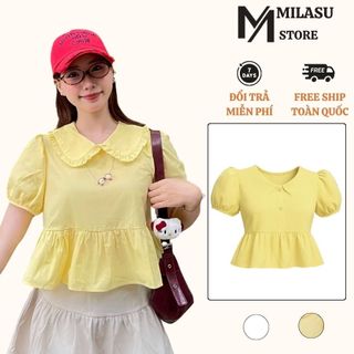 Áo Babydoll Cổ Sen Tay Phồng Dáng Ngắn Xòe MILASU 408