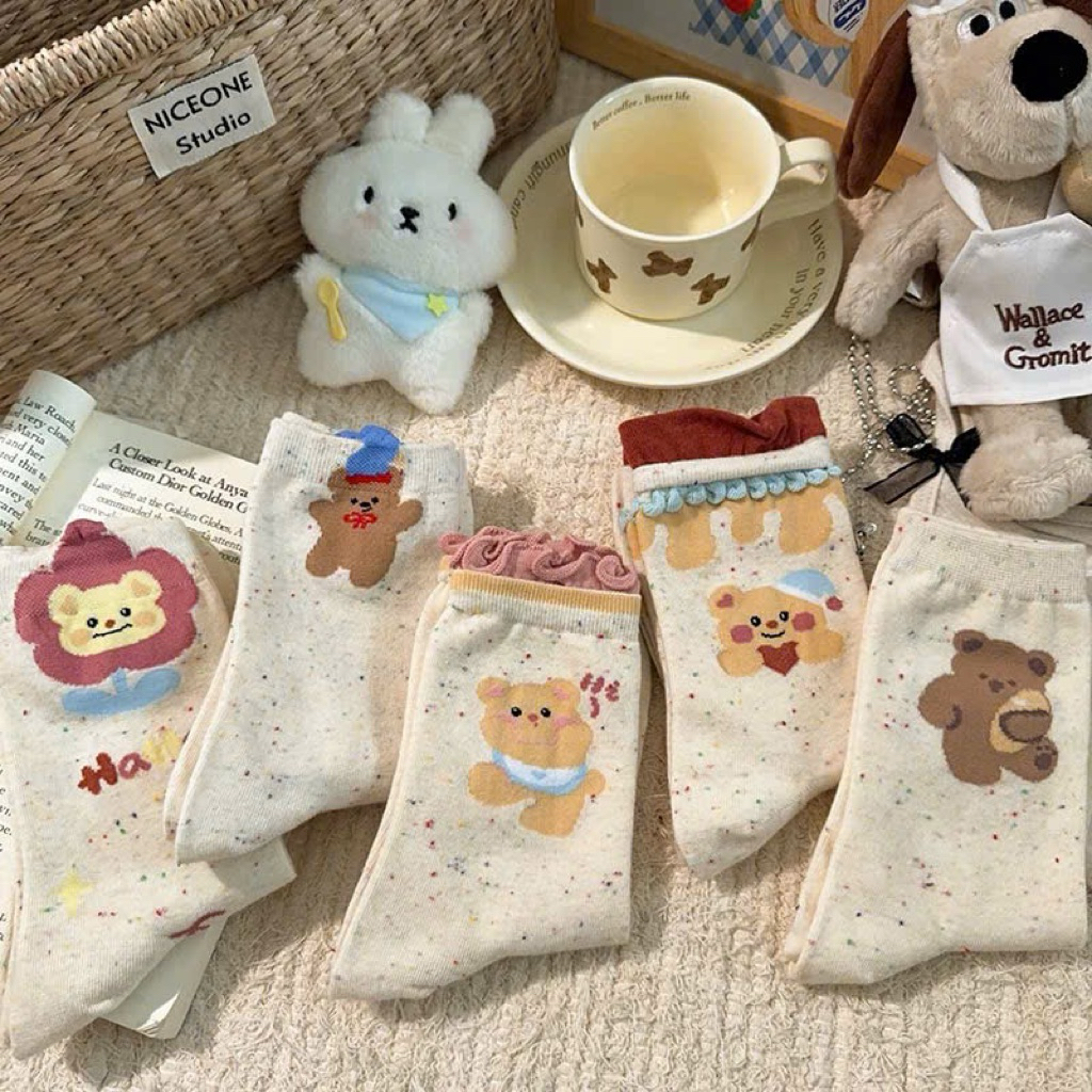 ถุงเท้าคอปกสูงผู้หญิงลายสัตว์น่ารัก หนานุ่ม - สุด ๆ สวย รุ่น 2025 - azstore247