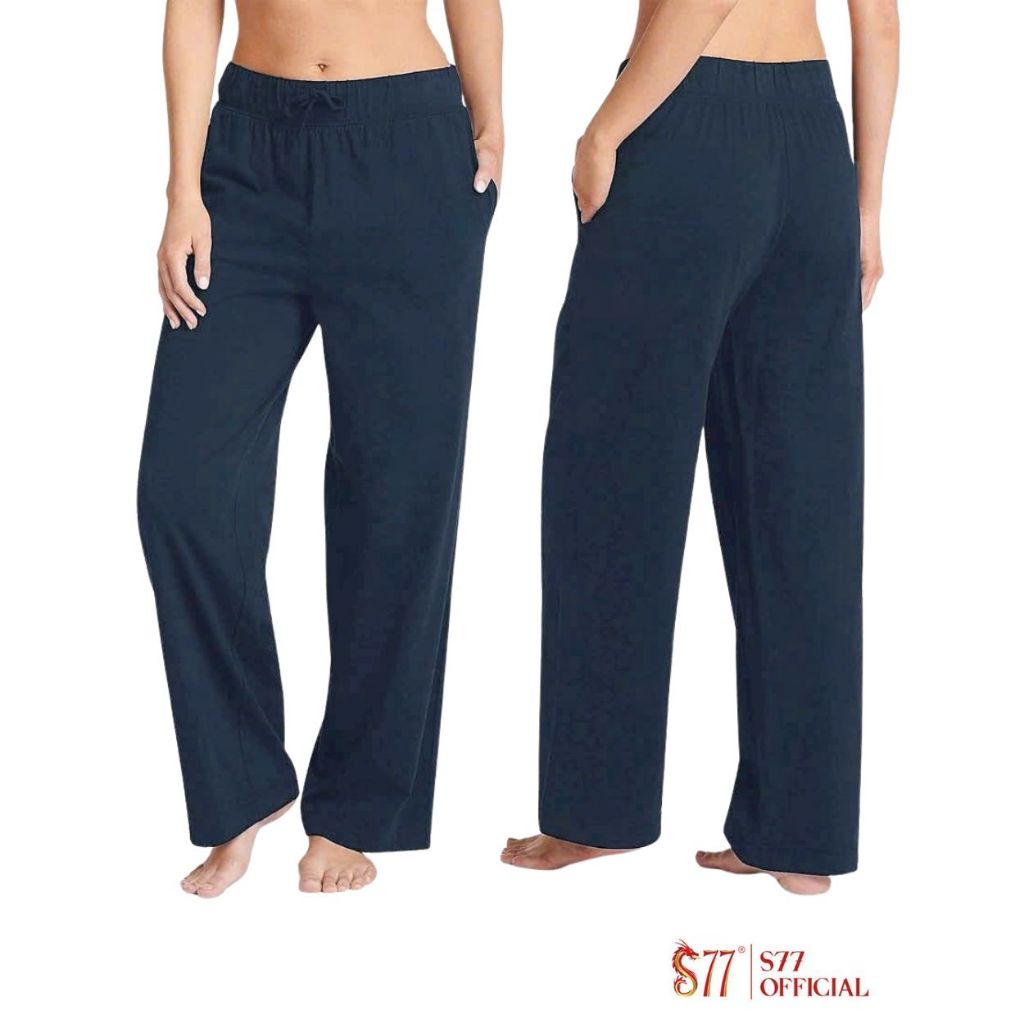 กางเกงขากว้างผู้หญิง Black Heather Jockey - ผ้าฝ้ายยืด 4 ทาง Elegant Loose Fit SP014512เป็น