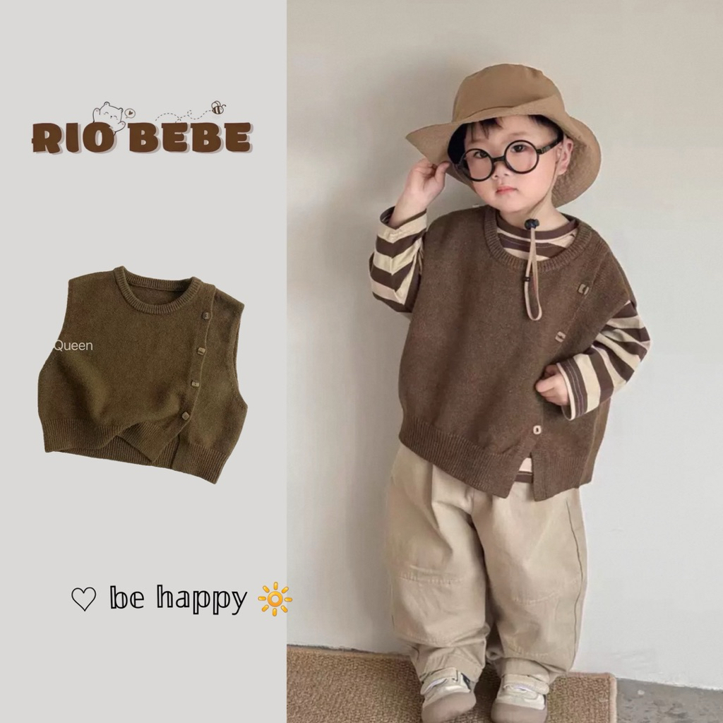 [QCC-MQueen] Brown Diagonal Wool GILE ทําจากขนสัตว์ RABBIT FUR นุ่มสําหรับเด็กทารกฤดูใบไม้ร่วงและฤดู