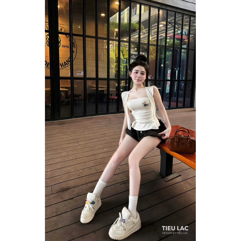 ชุด Th0m สําหรับผู้หญิงพร้อมเสื้อเกาะอกและกางเกงฟักทองพร้อมผ้าพันคอ a35