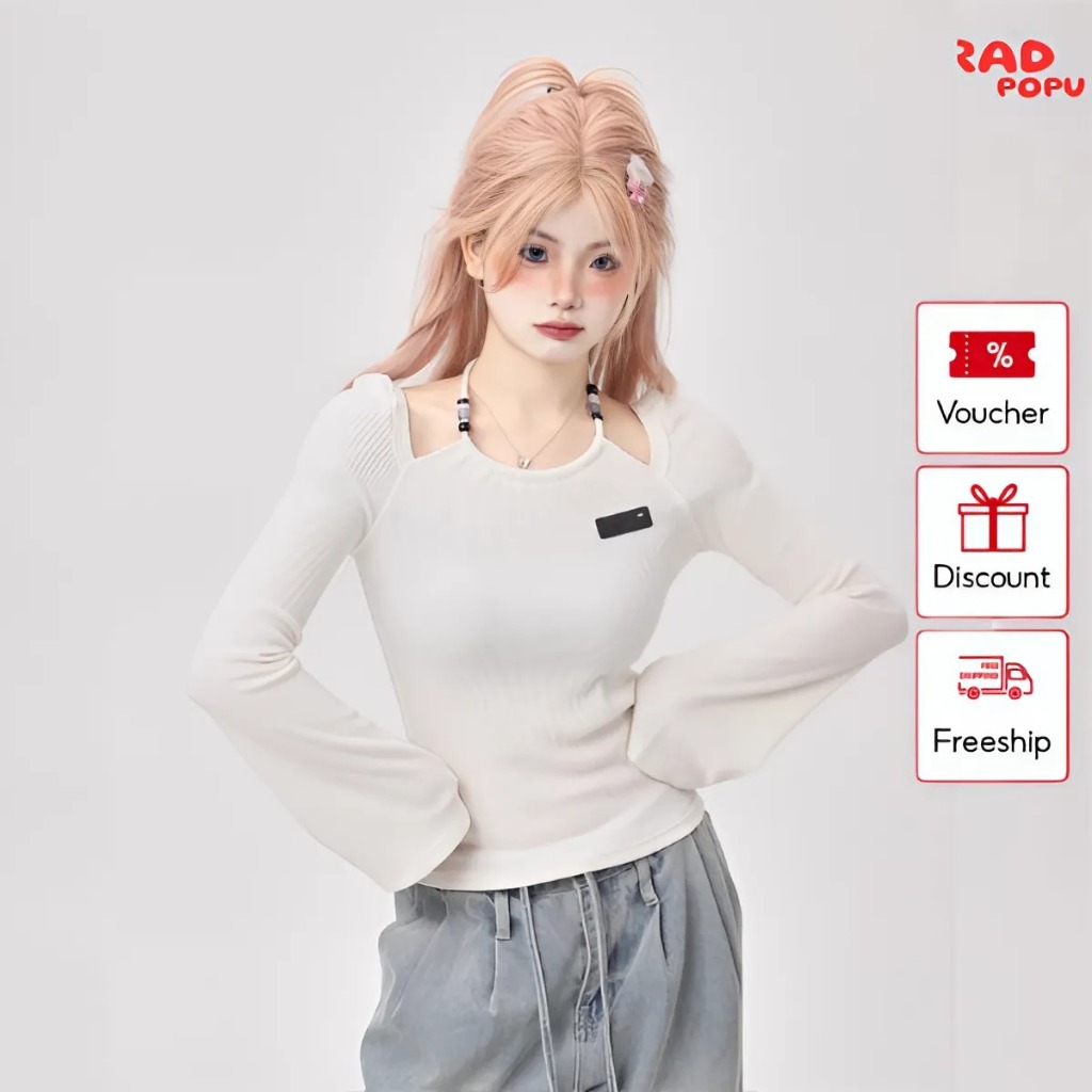 ผู้สําเร็จการศึกษา PTD10 เสื้อยืดแขนยาวผู้หญิงทรงเอวบางดีไซน์คอเชือกแขวนคอเฉพาะ 2 สี basc ยางยืดเรีย