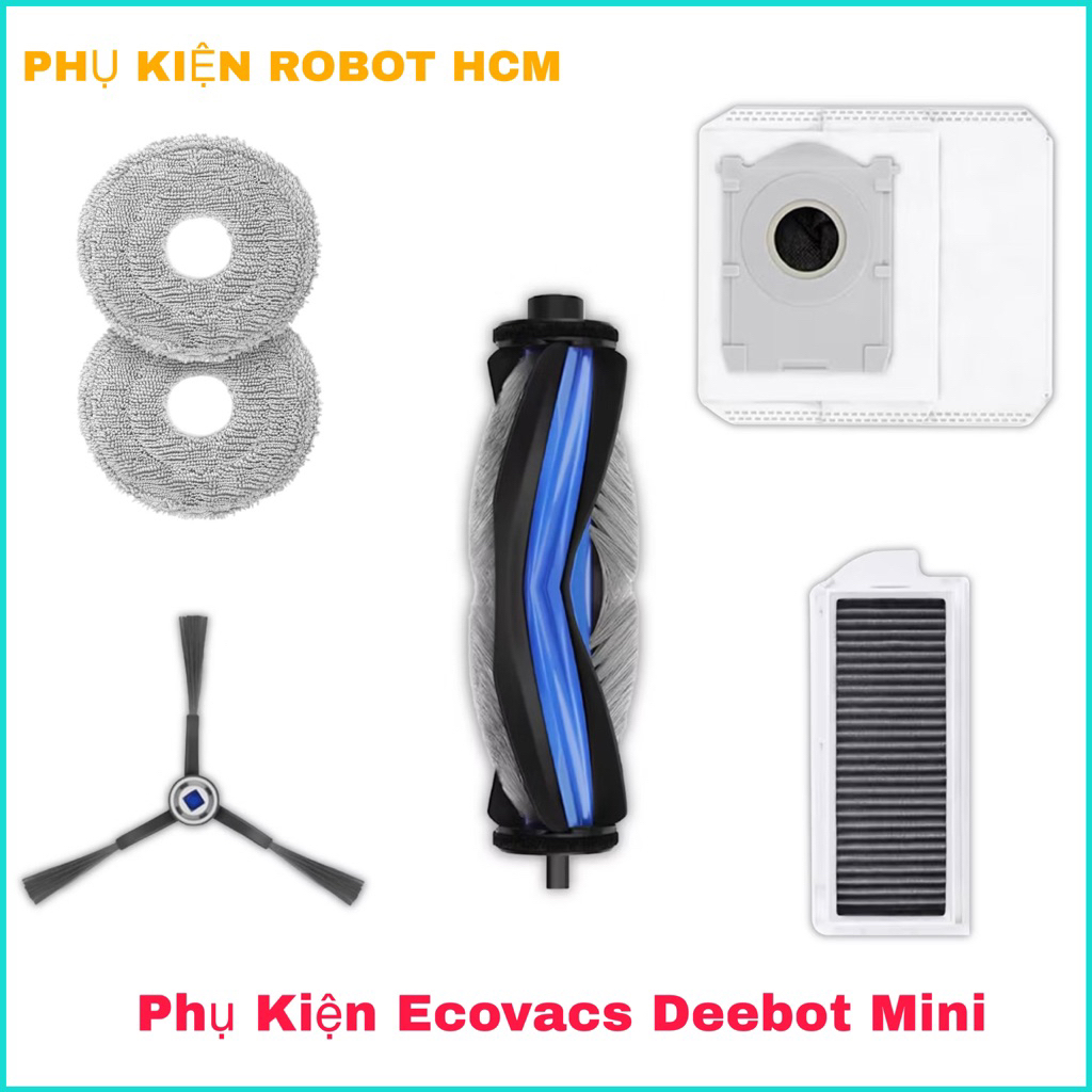 Ecovacs Deebot Mini Accessory Set รวม: แปรงหลัก / แปรงข้าง / ผ้าทําความสะอาด / กรองฝุ่น / ถุงขยะ