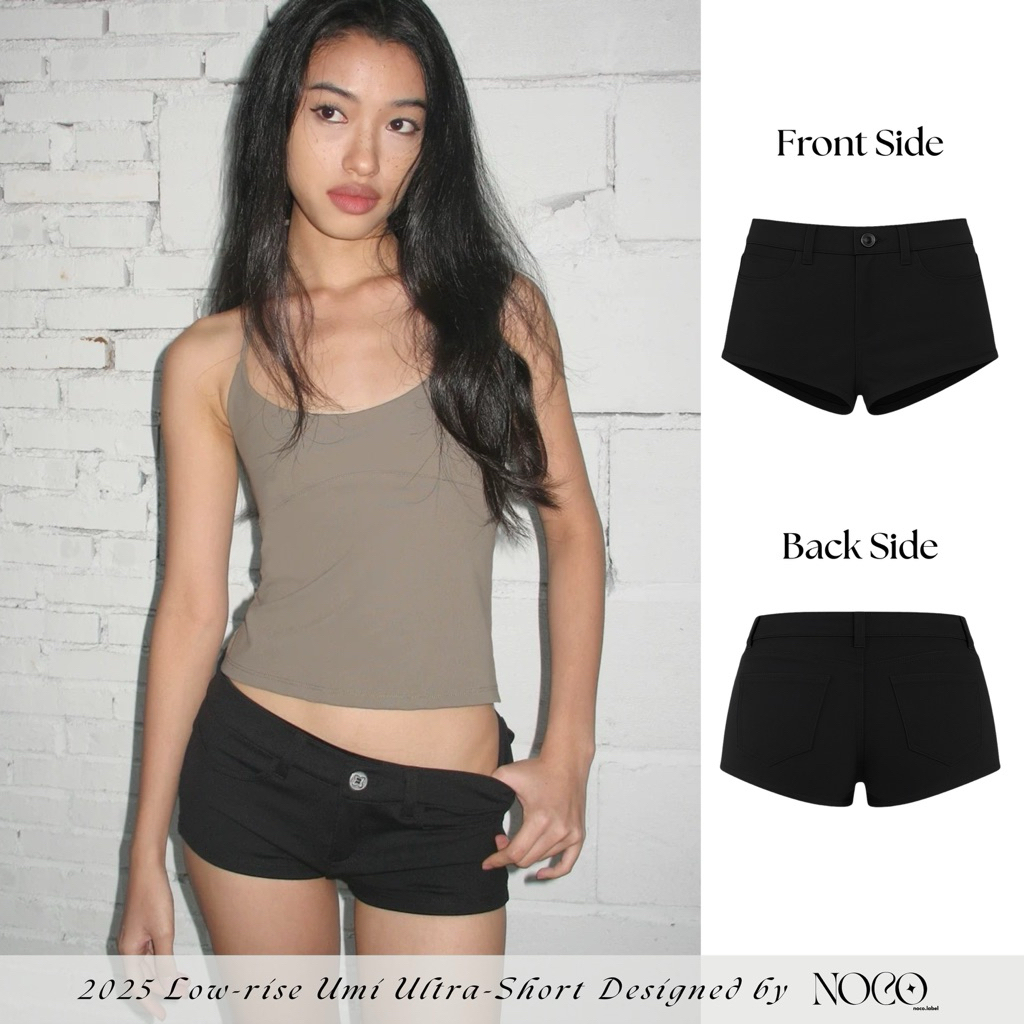 Umi Super Short Low-Rise Shorts by noco.label Y2K Style (มีในสต็อก ภาพถ่ายจริง)