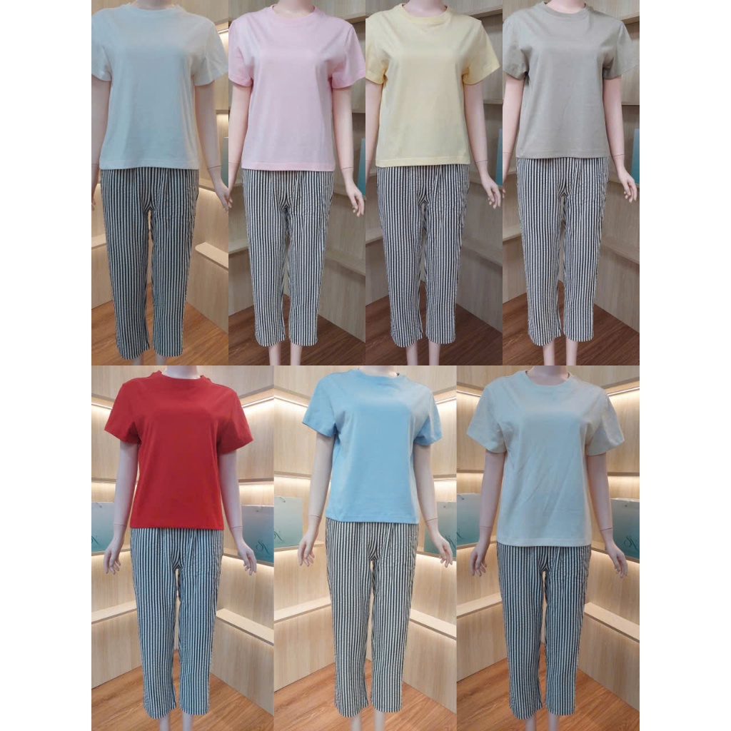 [Song Nguyeen Official] เซ็ตกางเกงลายทางสีดําผู้หญิง - ผ้า KATE นุ่มเท่ สไตล์เป๊ะ