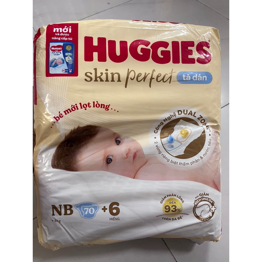 ผ้าอ้อม Huggies skin perfect NB70 + 6 ชิ้นสําหรับเด็กทารกต่ํากว่า 5กก