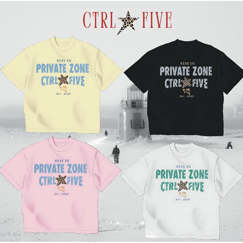 แบรนด์ท้องถิ่น CTRL FIVE Private Zone Form BOXY เสื้อยืดผ้าฝ้าย 2-Way 270gsm Unisex - ATCF03
