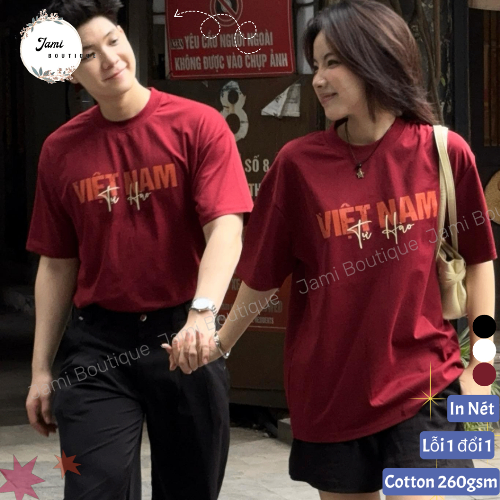 เสื้อยืด Proud of Vietnam ลายขูดสวยมาก รูปแบบหลวม ผ้าฝ้ายคุณภาพสูง 100%_AT189