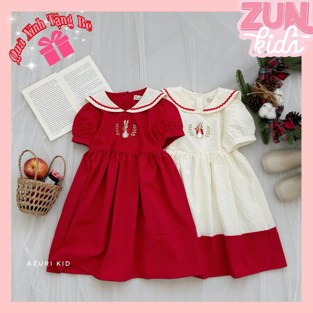 ชุดเดรสเด็กผู้หญิง Peter Rabbit AZD512 - งานปัก Peter Rabbit ฟอร์มใส่สบาย ใส่ไปโรงเรียนสวยๆ ZUN Kids