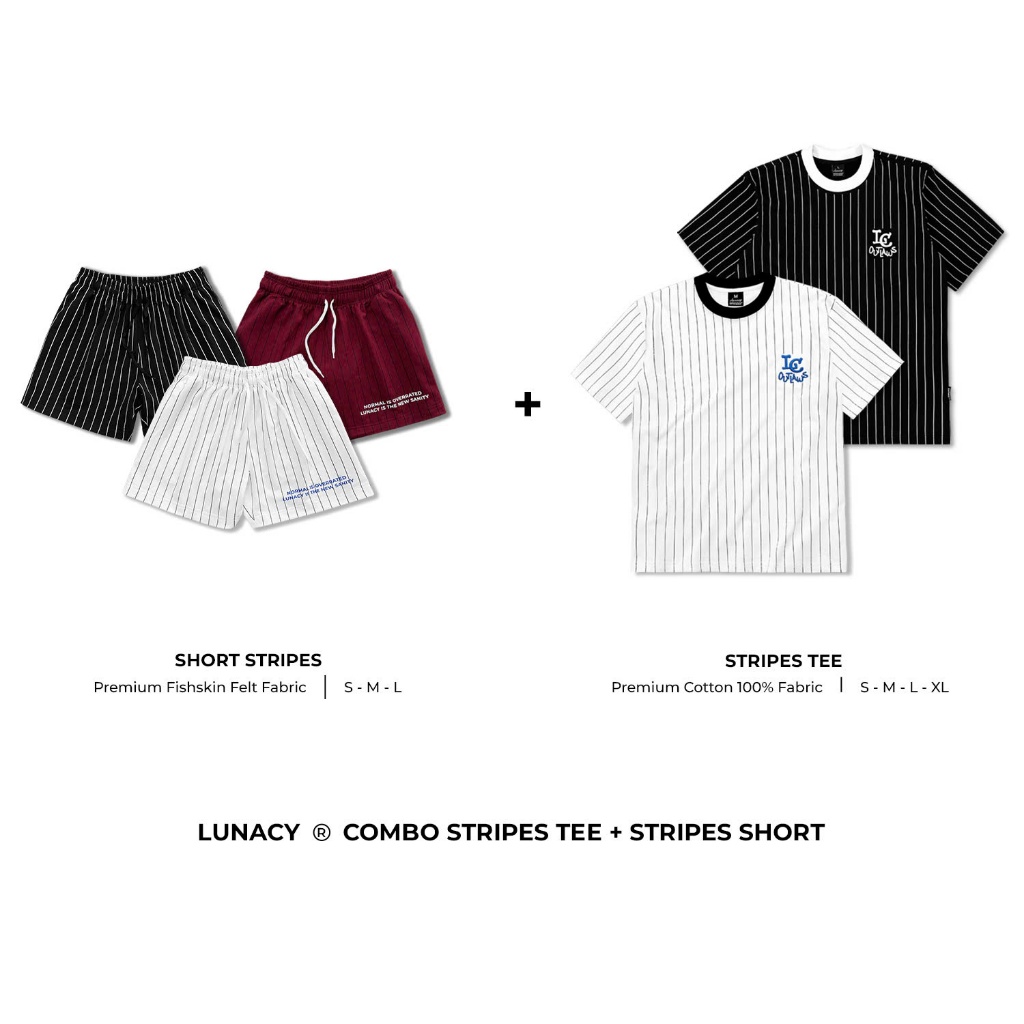 Double Stripes Local Brand LUNACY Loose Form Unisex Active Style Clothing Set
