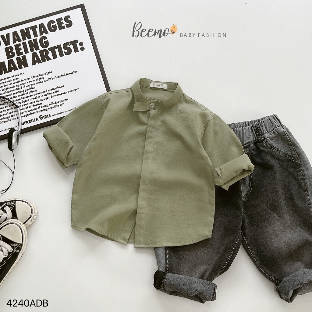 BEEMO เสื้อคอปกวัตถุดิบสไตล์เกาหลีสําหรับเด็กผู้ชาย 9 - 24 กก. 4240ADB