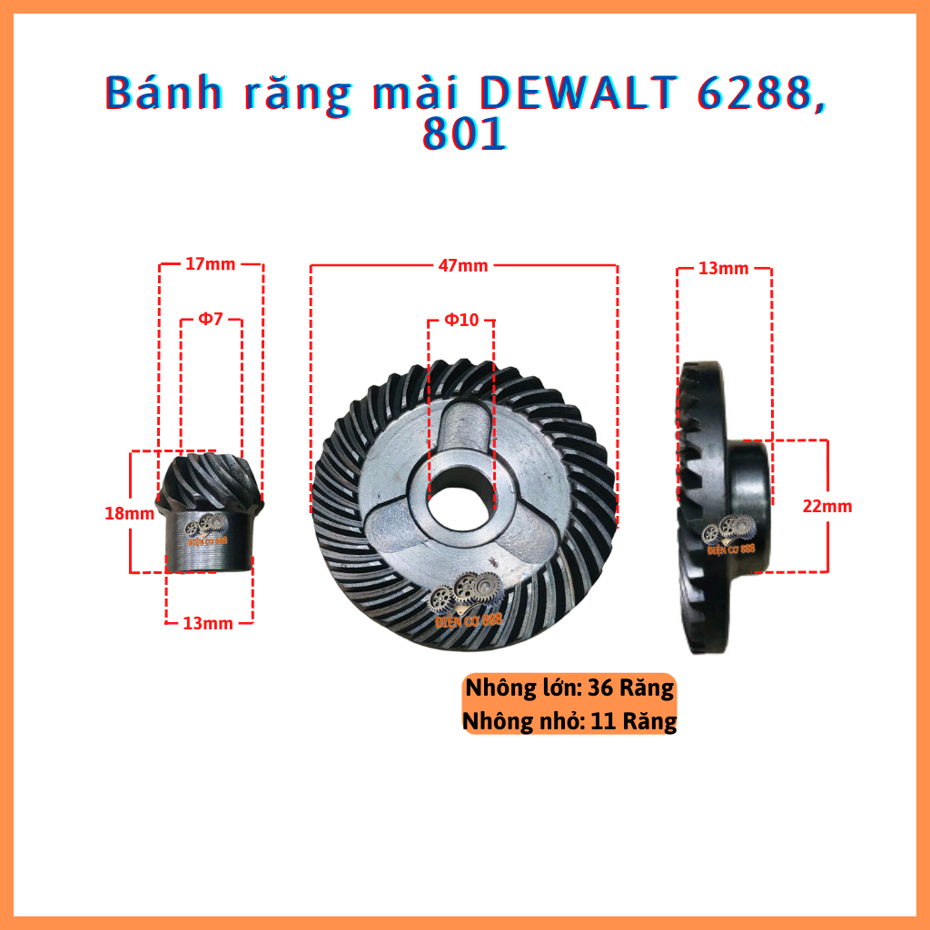 DEWALT 6288, DW801, DW803 เฟืองเครื่องเจียรและเกียร์ (100mm)