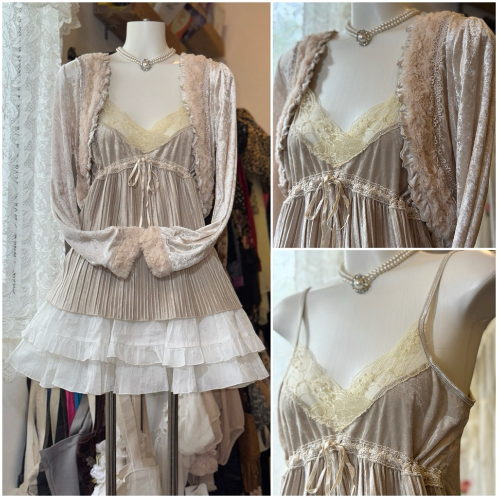 [2hand_thrift] Set: เสื้อแจ็คเก็ตกํามะหยี่ Axes M เสื้อกล้ามกํามะหยี่ Axes M