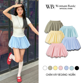 Chân váy bí ngô dáng ngắn chữ A chất gió nữ 2 lớp lưng chun co giãn che khuyết điểm Woman Basic CV88