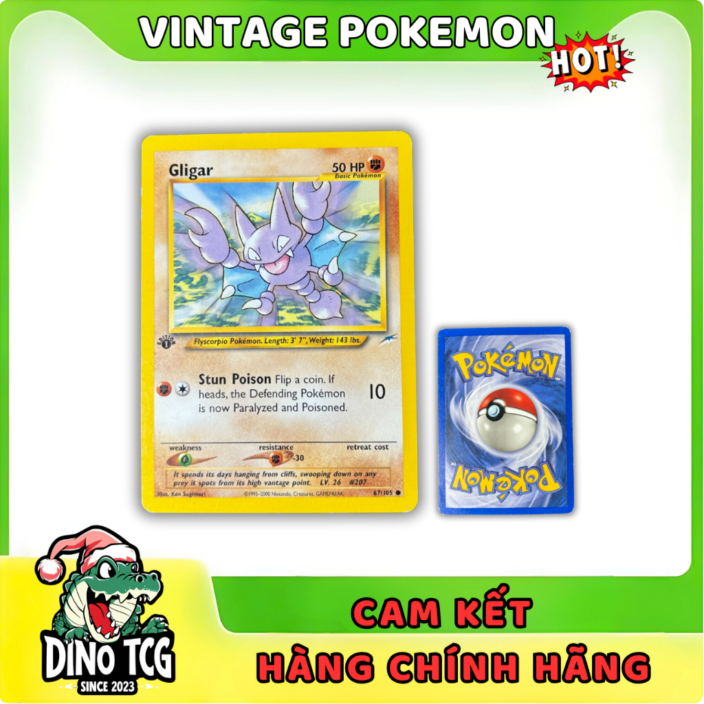 [VINTAGE POKEMON] Gligar 67/105 Neo Destiny | การ์ดโปเกมอน 2000 เวอร์ชั่นภาษาอังกฤษ | Played – การ์ด