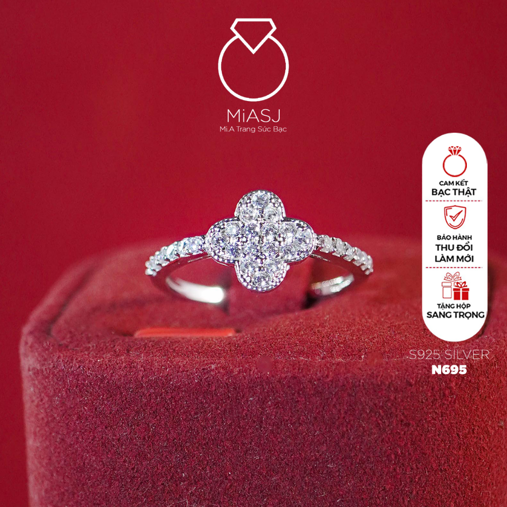 N695 - S925 แหวนเงินหิน CZ คุณภาพสูง MiASJ