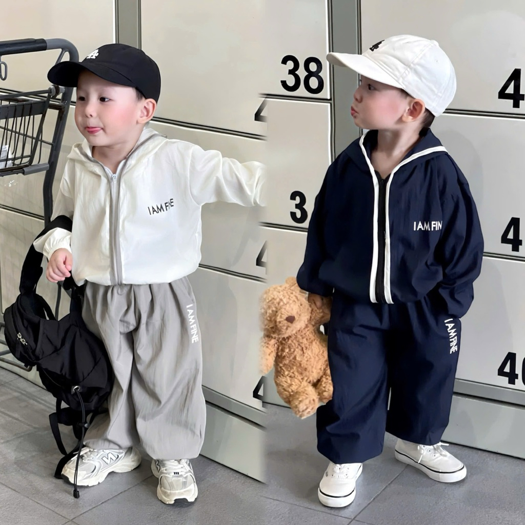 I am Fine ชุดเสื้อกันลมโทนเกาหลีสําหรับเด็กทารกตั้งแต่ 7-27กก