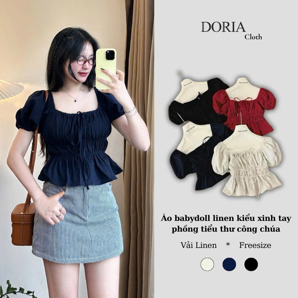 DORIA BBD581_P8K3 เสื้อเชิ้ตเด็กคอกลมแขนสั้นผูกโบว์