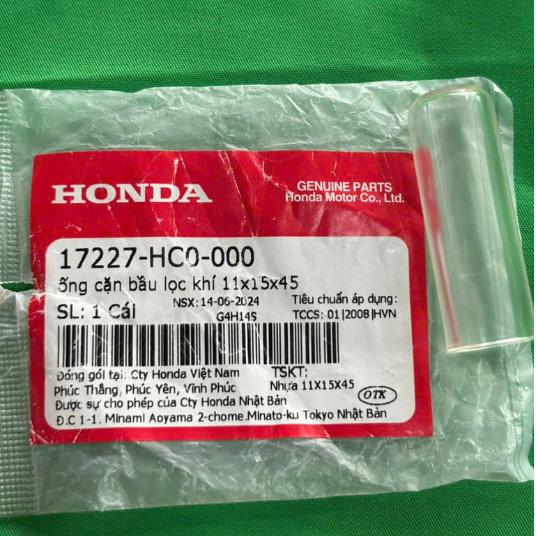 ท่อสารตกค้างกรองอากาศ 11x15x45 อะไหล่แท้ รหัส 17227-HC0-000