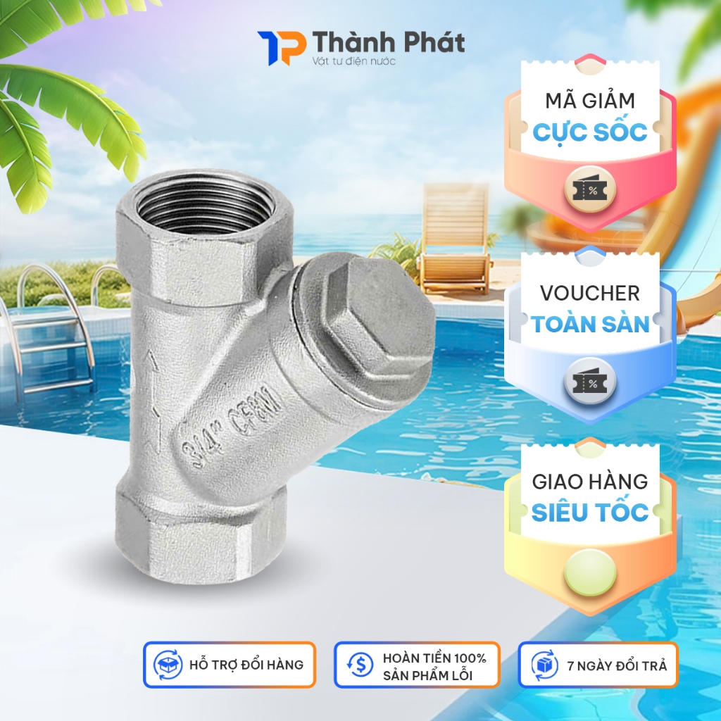 กรองเกลียวสแตนเลส 304 DN15>DN25