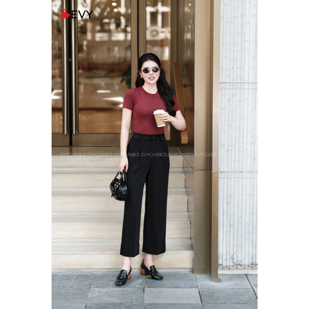 กางเกงครอสขาตรงหรูหราสําหรับผู้หญิง EVY – Q508