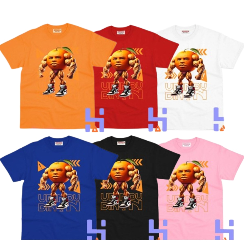 เสื้อยืดสําหรับเด็กชายและเด็กหญิงพิมพ์ลาย ANOMALI UDIN ORANGE UDIN DIN DUN TUNG TUNG ผ้าโพลีไทยเนื้อ