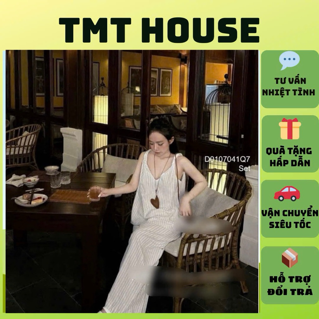Set เสื้อคอเต่าลายทาง 2 สาย พร้อมกางเกงขาตรง TMT HOUSE