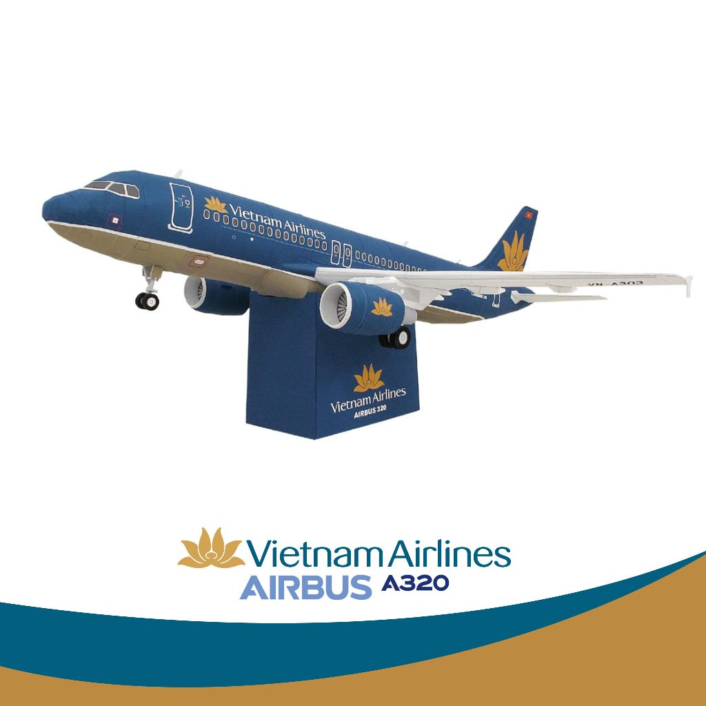 Airbus A320 Vietnam Airlines โมเดลกระดาษเครื่องบินเชิงพาณิชย์